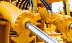 Powerful hydraulic cylinders. The main power and driving element for construction equipment.
